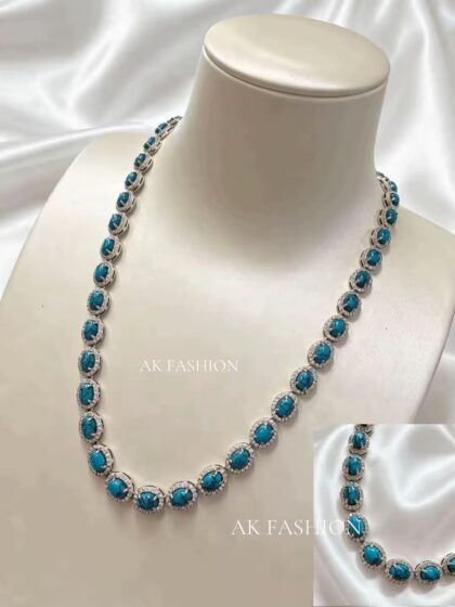 Collar cristal moisanita con piedra turquesa